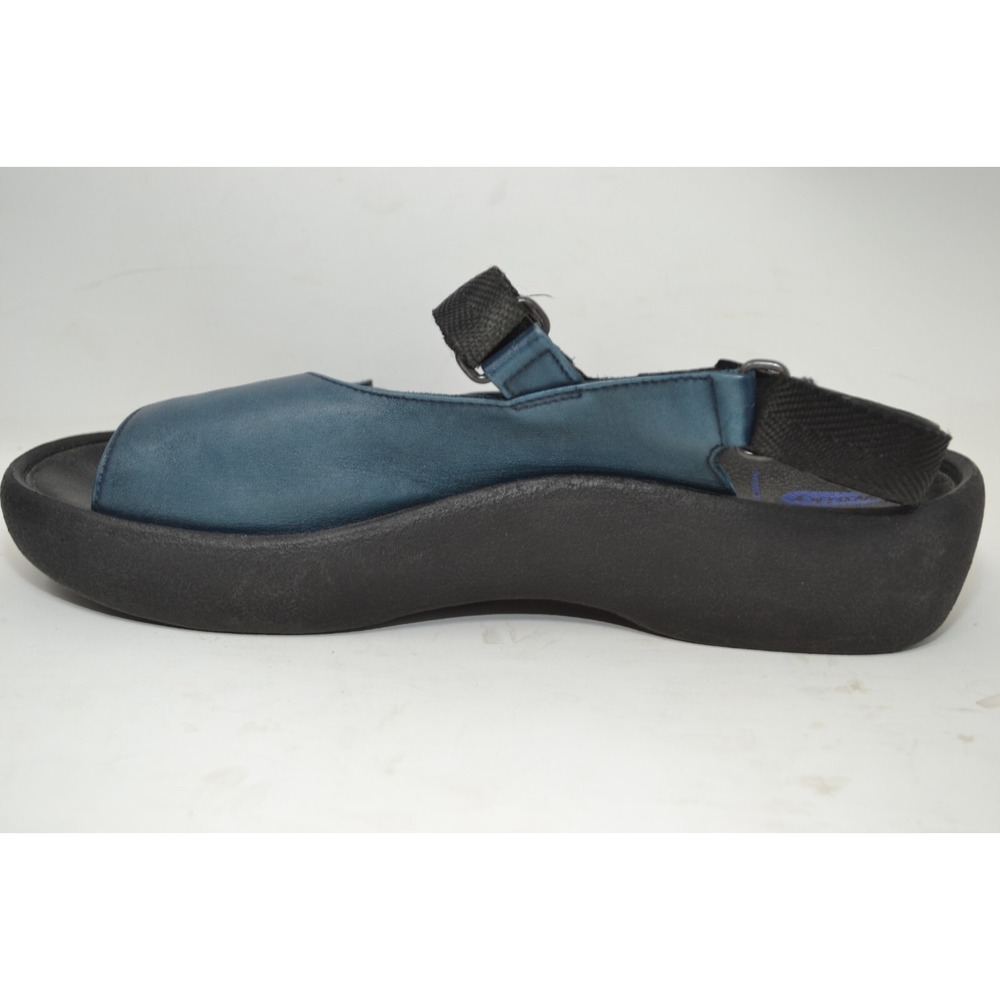 Wolky Jewel Sandal 3204 Women Slingback Blue Black Leather Wedge Size US 9 EU 43 - Picture 4 of 11